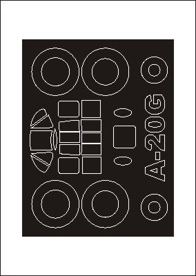 Douglas A-20G Havoc canopy frame paint mask (outside only) (designed to be used with MPM kits)