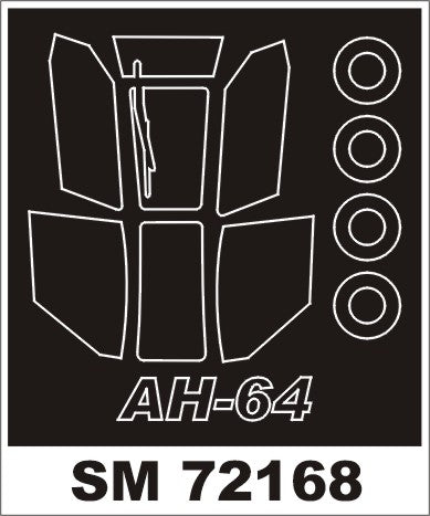 Bell/Boeing AH-64A/Bell/Boeing AH-64D canopy frame paint mask (outside only) (designed to be used with Hobby Boss kits)