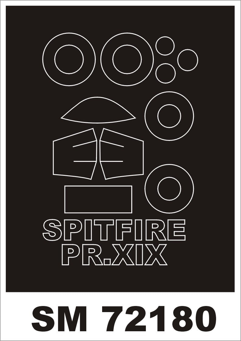 Supermarine Spitfire PR Mk.XIX canopy frame paint mask (outside only) (designed to be used with Airfix kits)