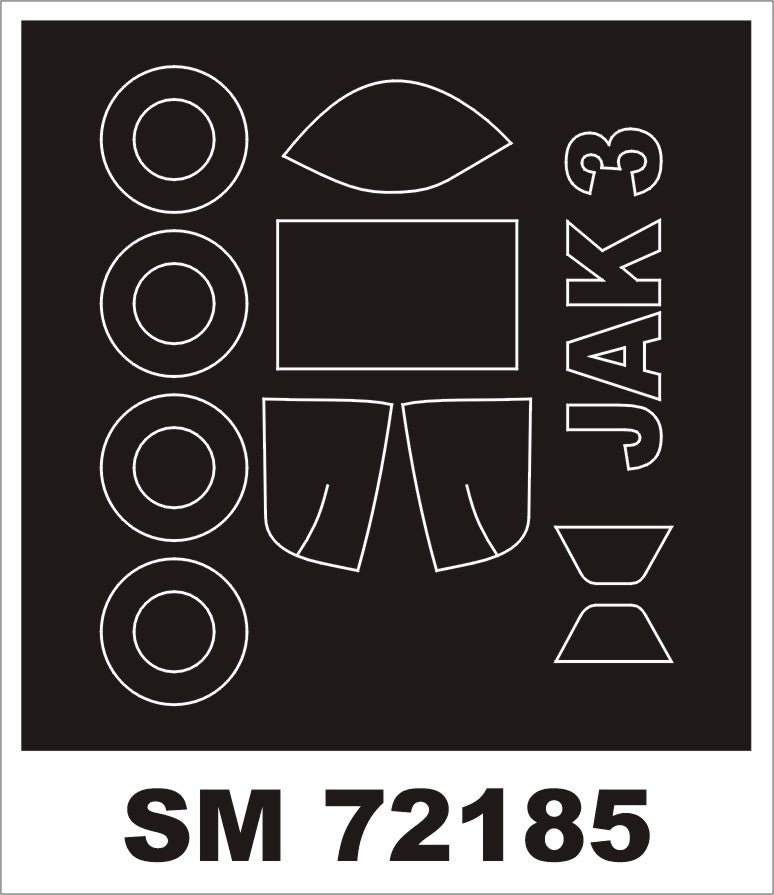 Yakovlev Yak-3 canopy frame paint mask (outside only) (designed to be used with Zvezda kits)