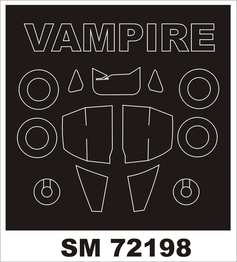 de Havilland Vampire T.11 canopy frame paint mask (outside only) (designed to be used with Airfix kits)