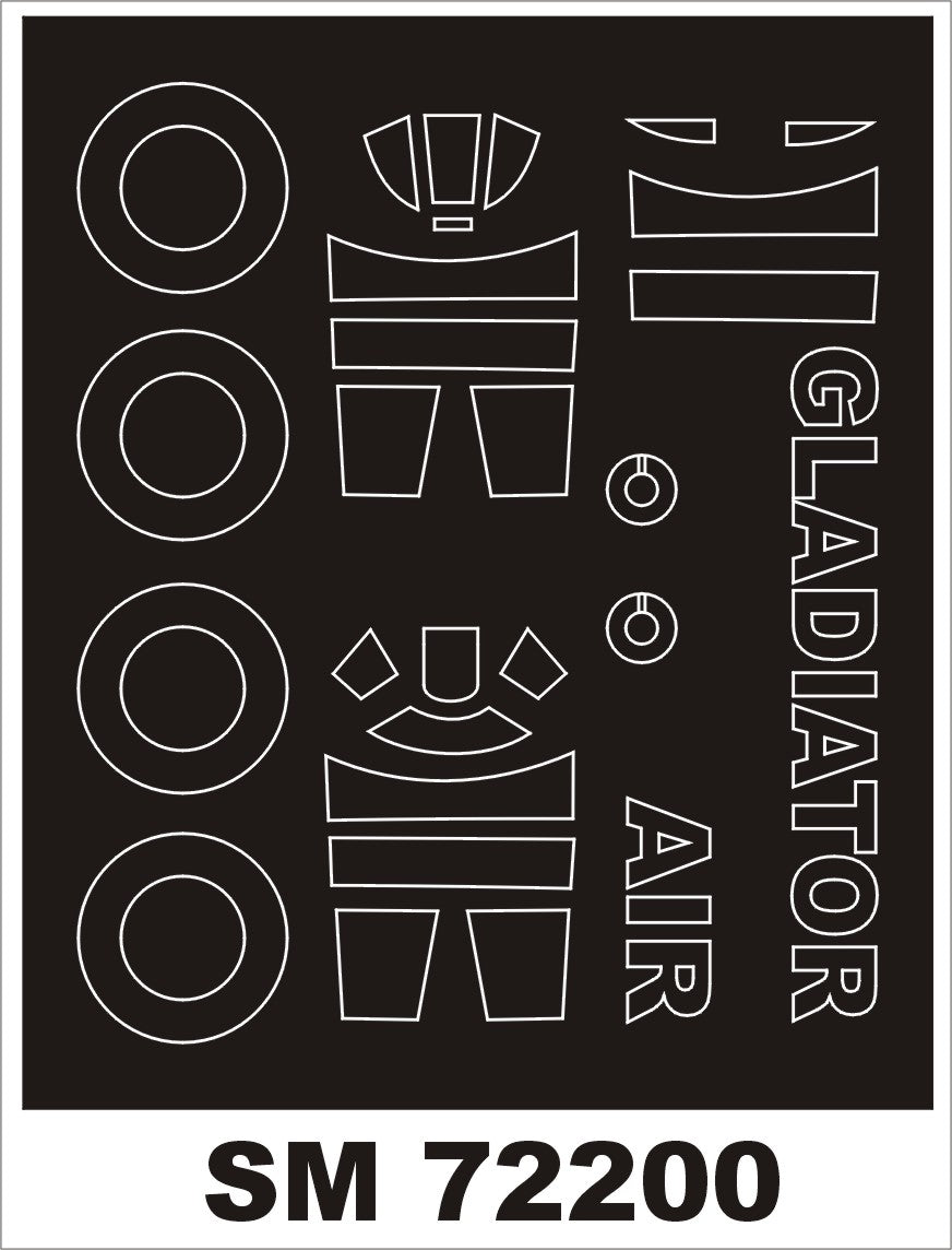 GLOSTER GLADIATOR Mk.I/Mk.II canopy frame paint mask (outside only) (designed to be used with Airfix kits)