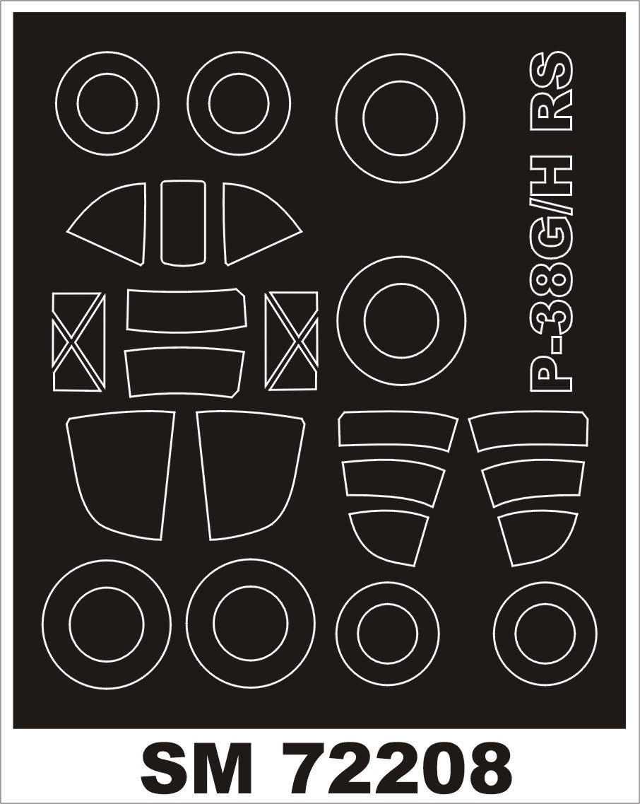 Lockheed P-38G/Lockheed P-38H LIGHTNING canopy frame paint mask (outside only) (designed to be used with RS MODELS kits)