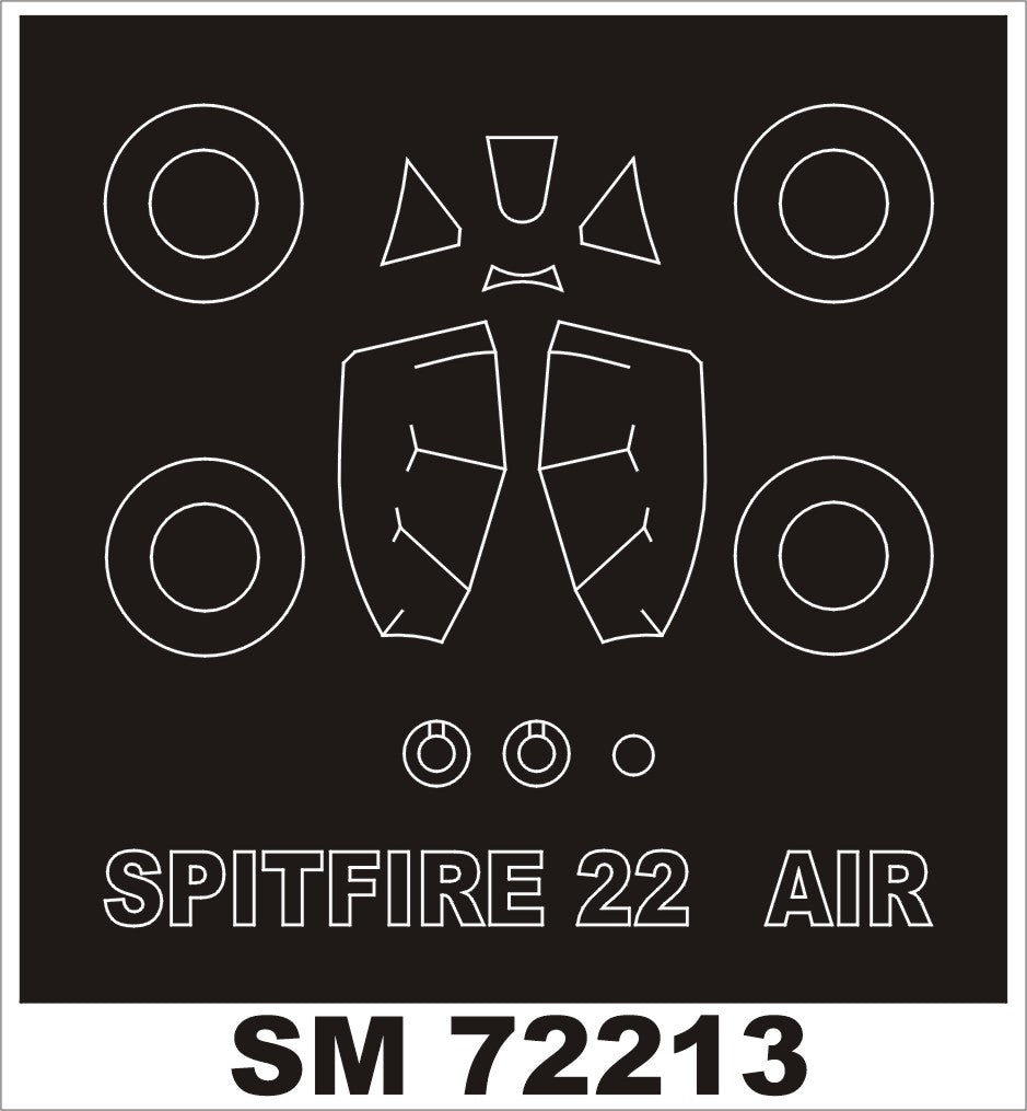 Supermarine Spitfire Mk.22 canopy frame paint mask (outside only) (designed to be used with Airfix kits)