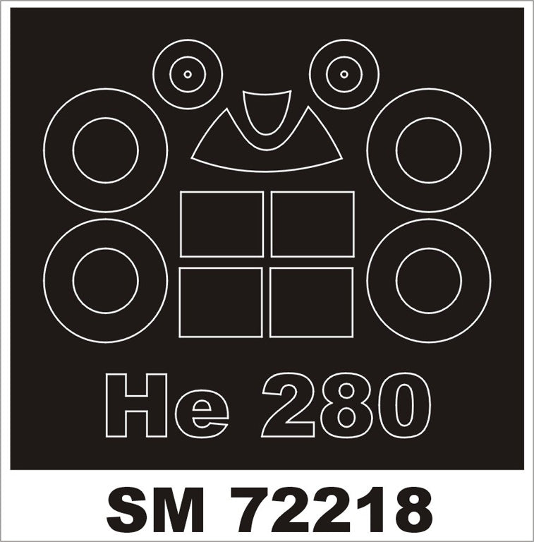 Heinkel He-280V-2/He-280V-3 canopy frame paint mask (outside only) (designed to be used with RS Models kits)