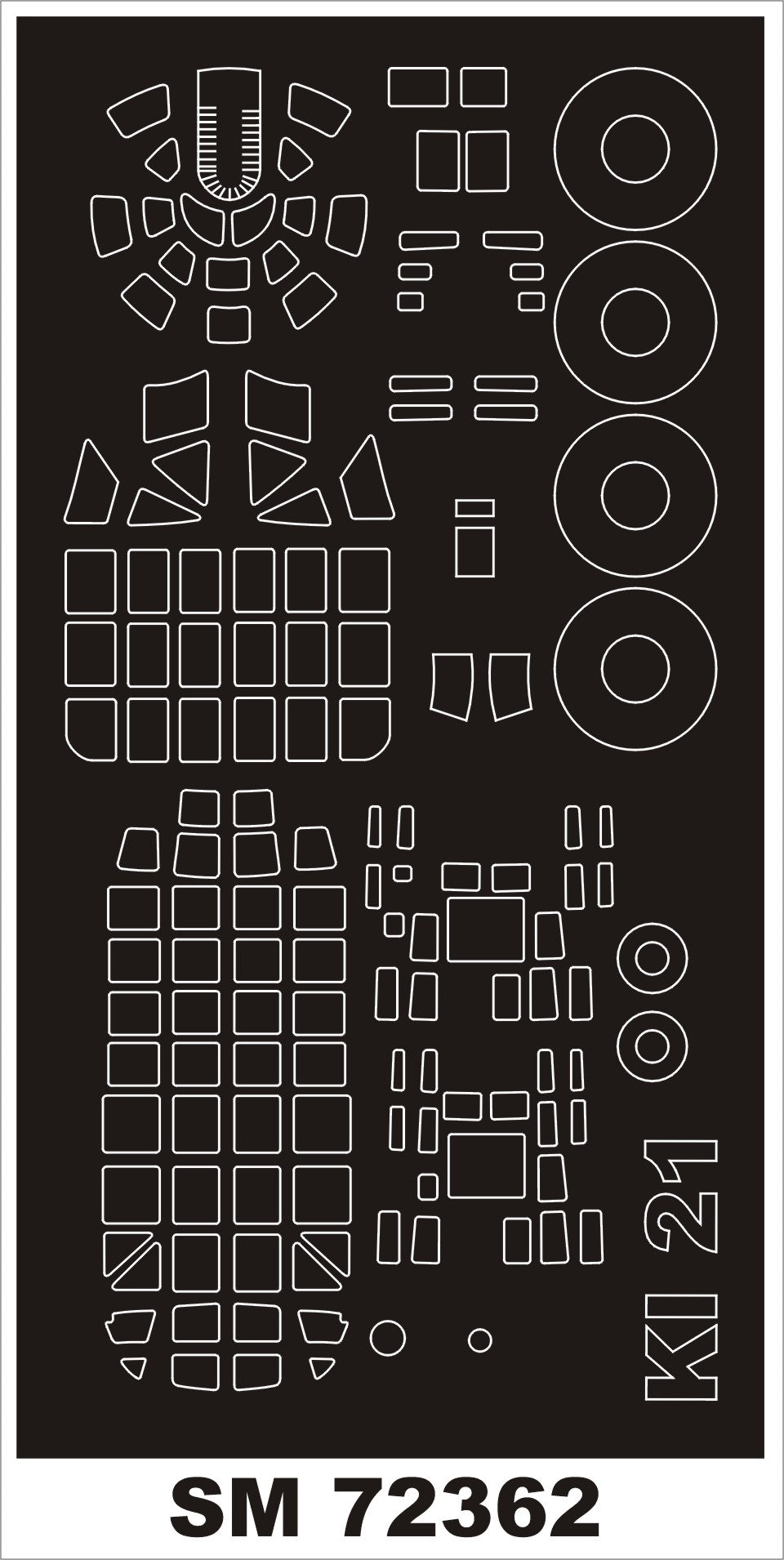 Mitsubishi Ki-21-Ib 'Sally' (designed to be used with ICM UA UK kits) canopy frame paint masks (outside only)