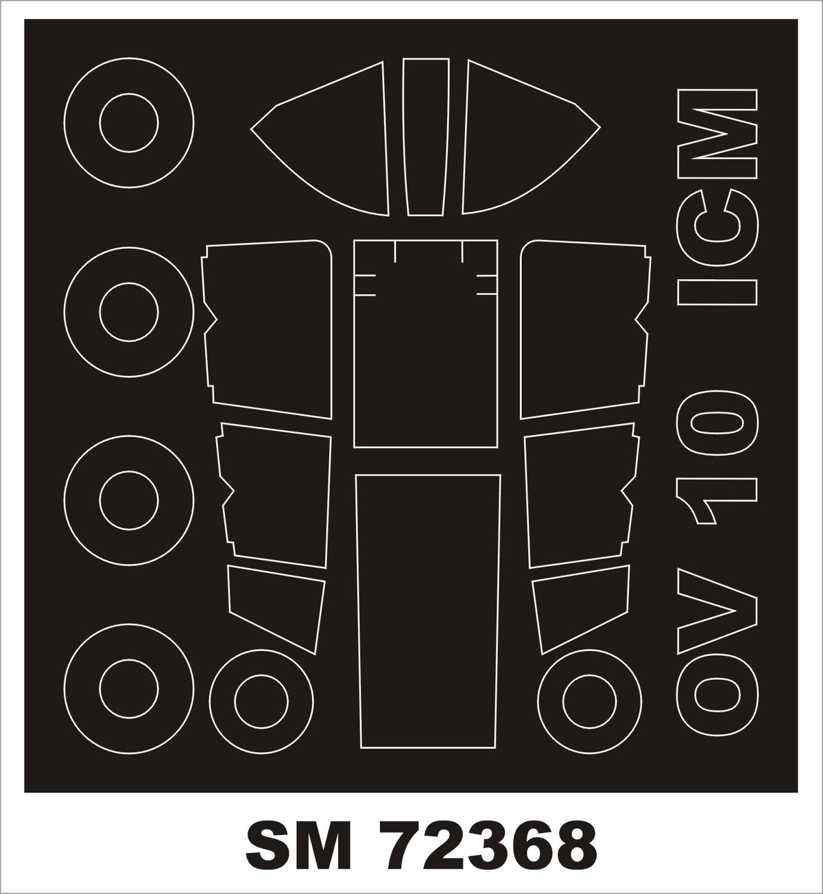 North-American/Rockwell OV-10D Bronco (designed to be used with ICM UA UK kits) canopy frame paint masks (outside only)