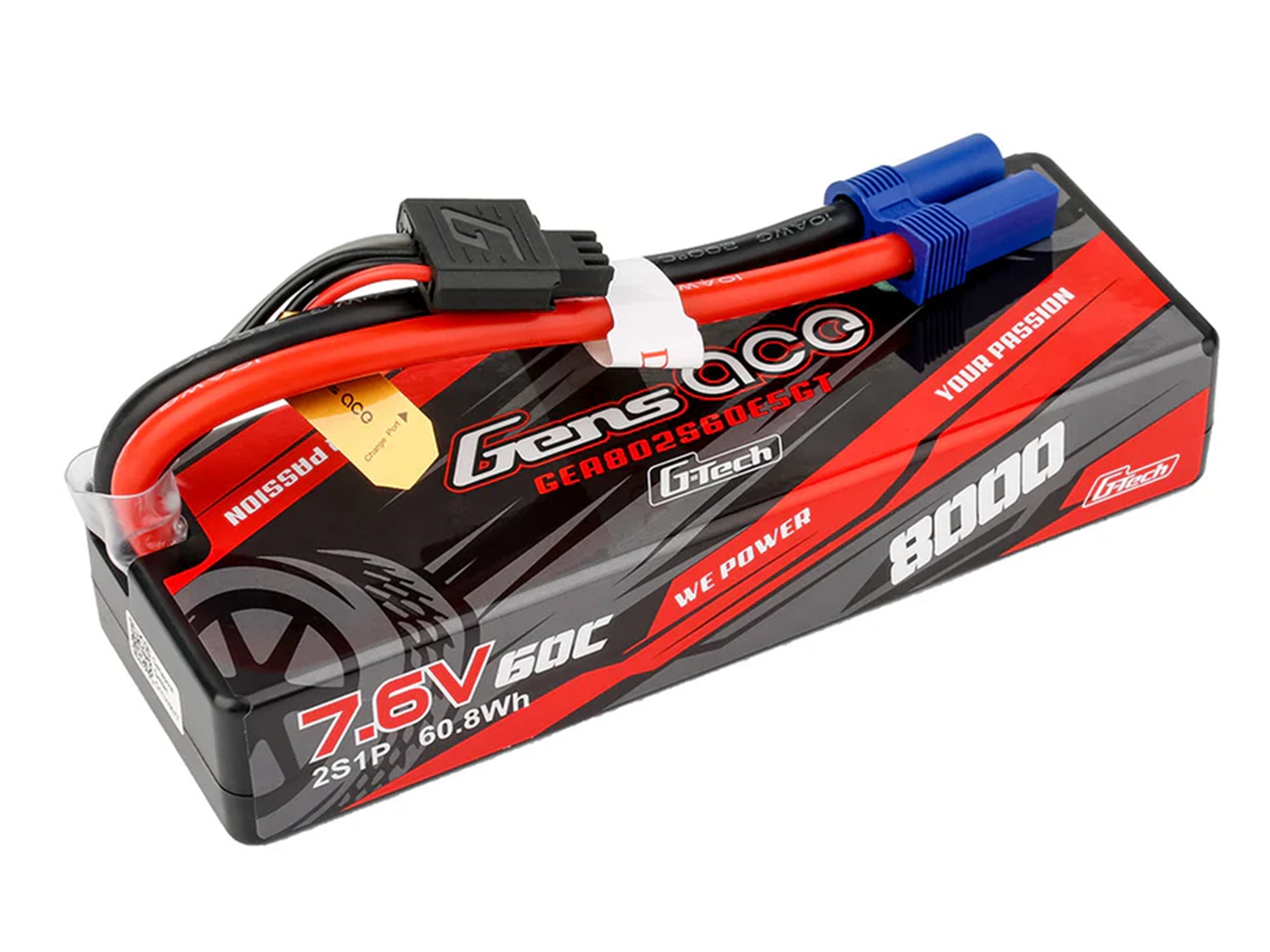 Li-Po Hard Case G-Tech 2S 7.6V 8000mah 60C with EC5