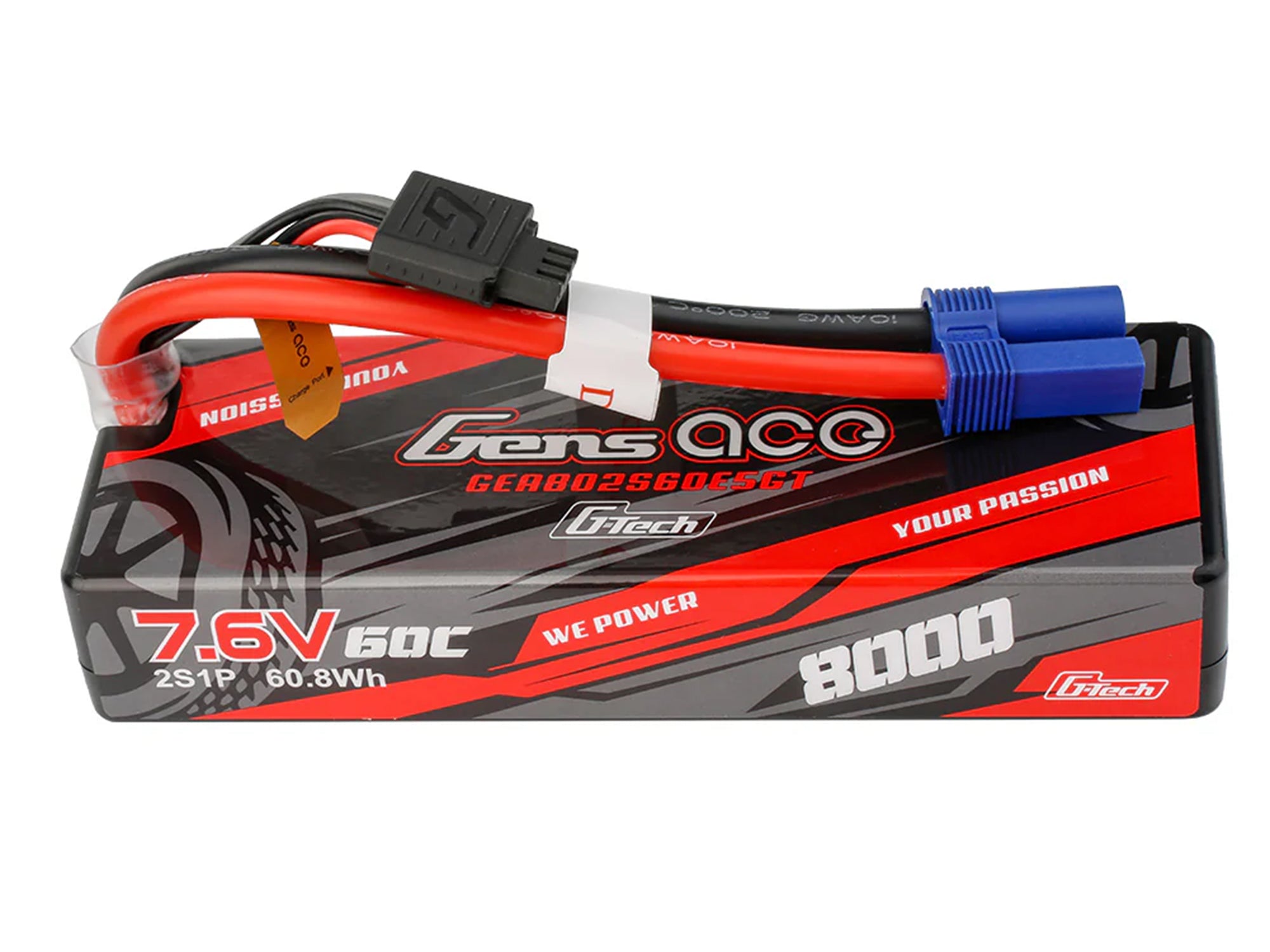 Li-Po Hard Case G-Tech 2S 7.6V 8000mah 60C with EC5