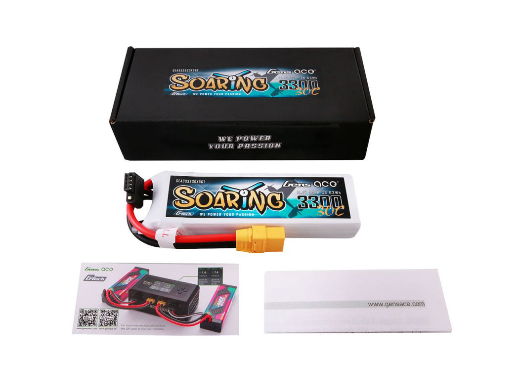 Li-Po G-Tech 3S 11.1V 3300mAh 30C Soaring with XT90