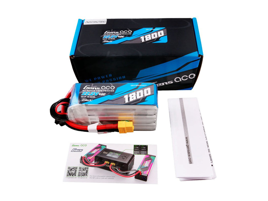 Li-Po G-Tech 6S 22.2V 1800mAh 45C with XT60