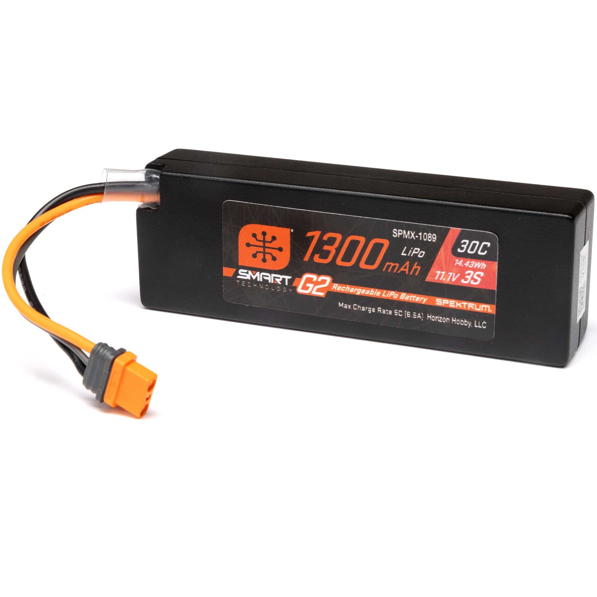 11.1V 1300mAh 3S 30C Smart G2 LiPo Battery: IC2O-SPMX-1089 1