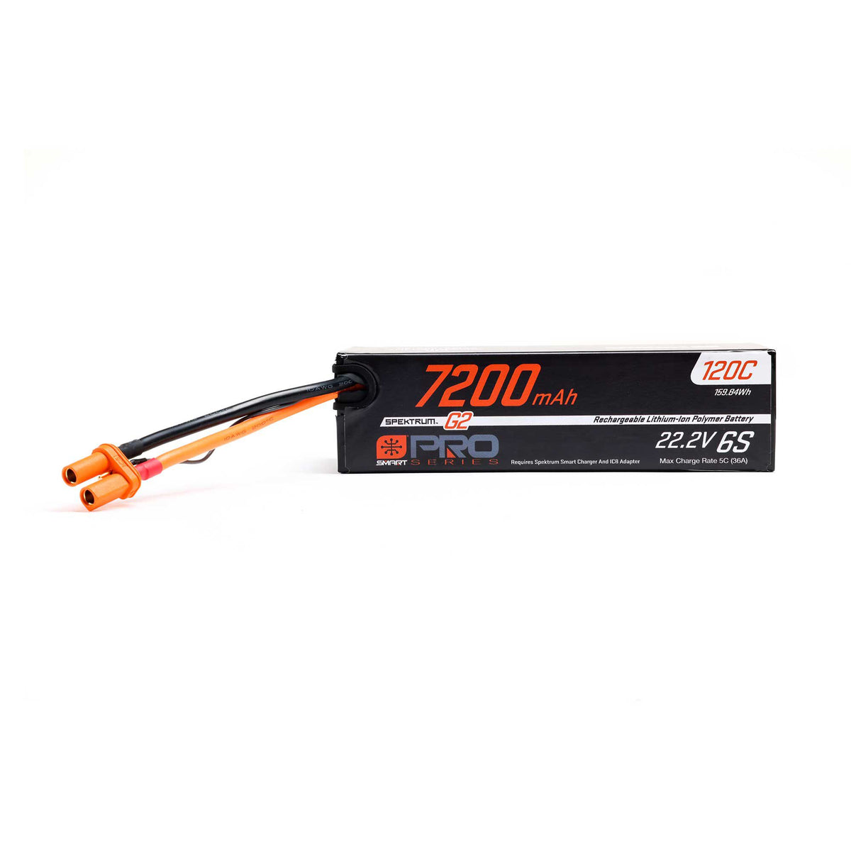 Spektrum 22.2V 7200mAh 6S 120C Smart G2 LiPo: IC5 O-SPMX726S120