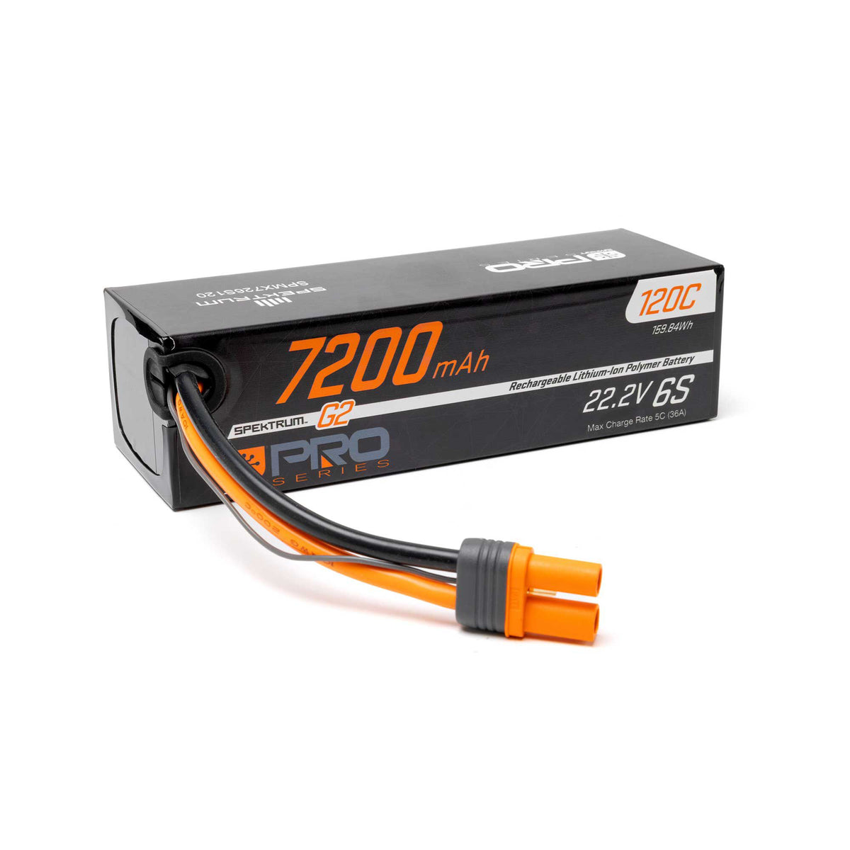 Spektrum 22.2V 7200mAh 6S 120C Smart G2 LiPo: IC5 O-SPMX726S120