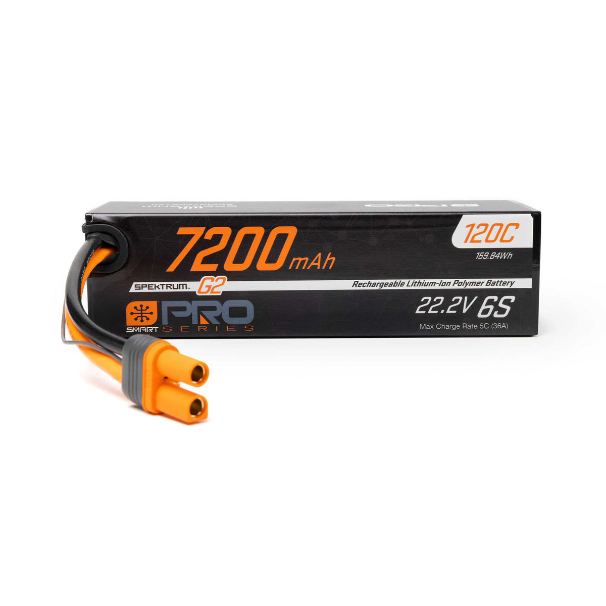 Spektrum 22.2V 7200mAh 6S 120C Smart G2 LiPo: IC5 O-SPMX726S120