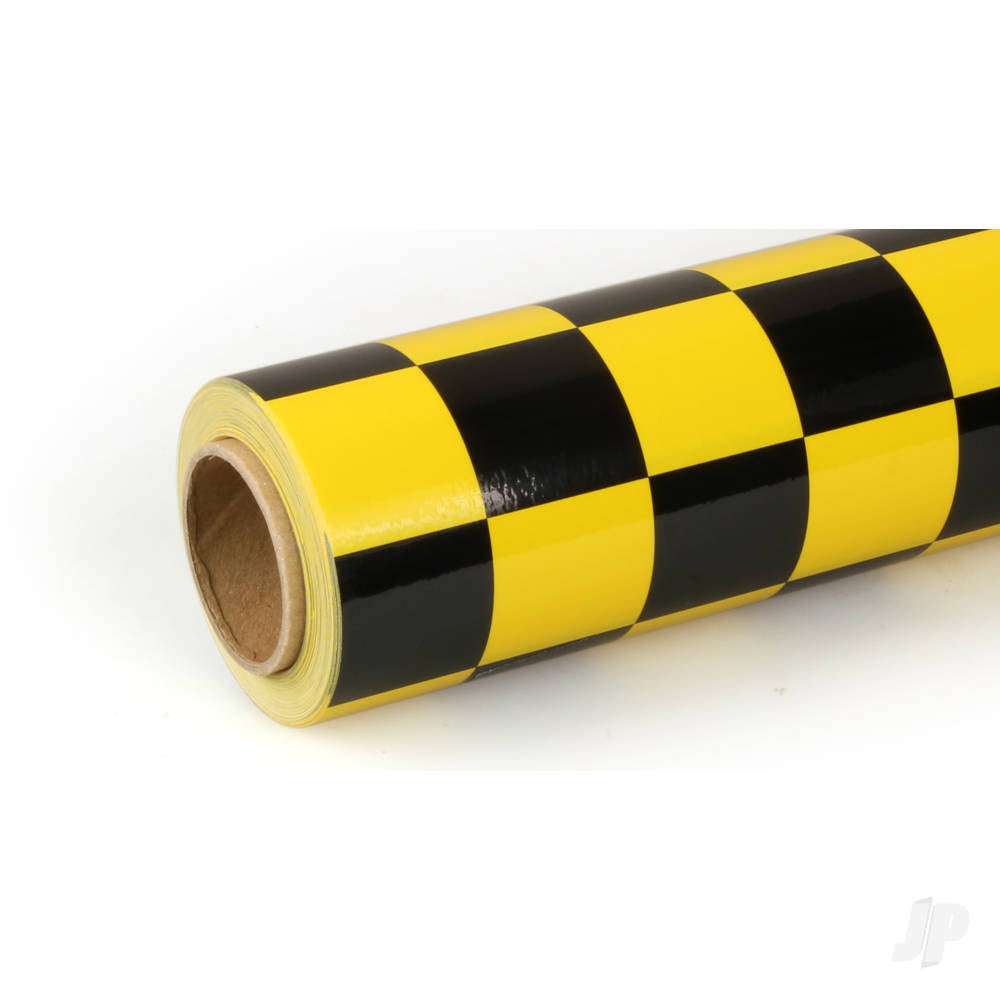 Oracover 10m ORACOVER Fun-3 Medium Chequered, Cadmium Yellow + Black (60cm width) ORA43-033-071-010