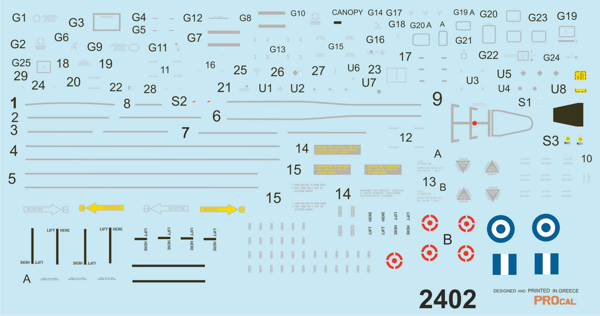 GREEK F-16 LOW VISIBILITY STENCILS for 1 plane. SET FOR 1 COMPLETE PLANE with the LOW VISIBILITY FS36118 stencils AND ALSO WITH THE FROND EXTERNAL REINFORCEMENT PLATES