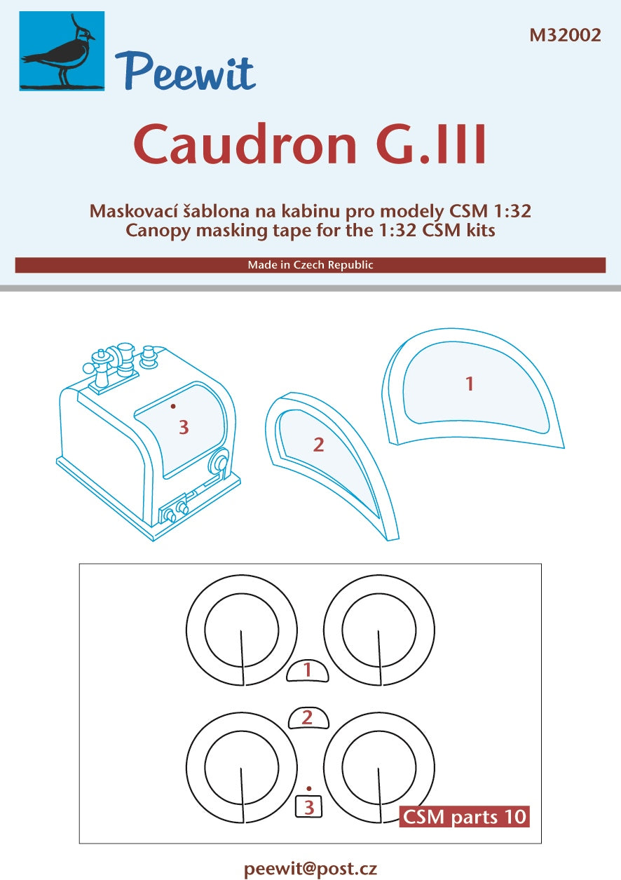 Caudron G.III canopy frame paint mask (designed to be used with Copper State Models kits)
