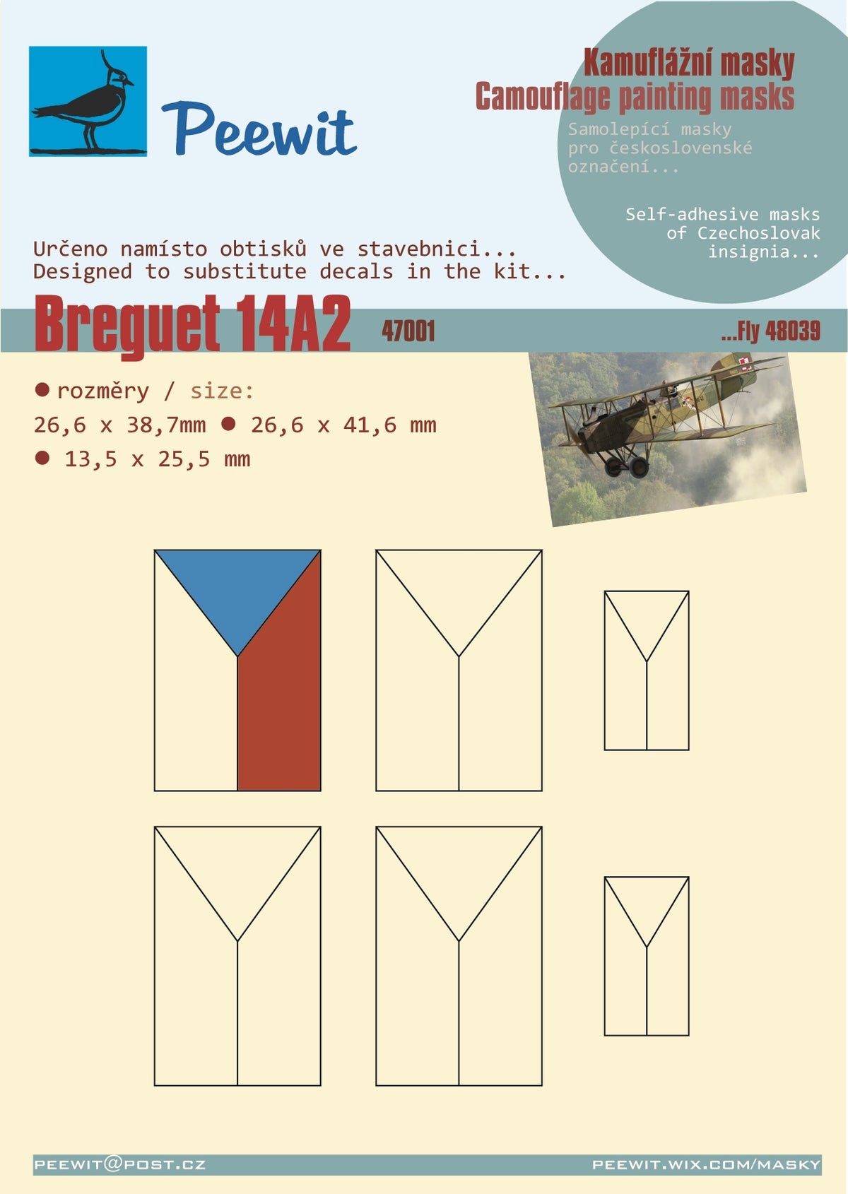 Breguet XIV A2 - Czechoslovak insignia (designed to be used with Fly kits YLF48039)