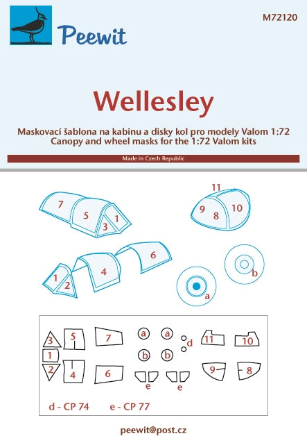 Vickers Wellesley Mk.I canopy frame paint mask (designed to be used with Valom kits)