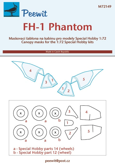 McDonnell FH-1 Phantom canopy frame paint mask (designed to be used with Special Hobby kits)