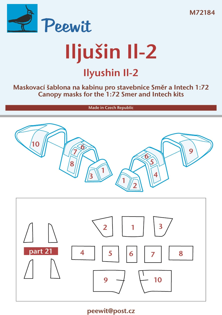 Ilyushin Il-2 canopy frame paint mask (designed to be used with Intech and Smer kits)