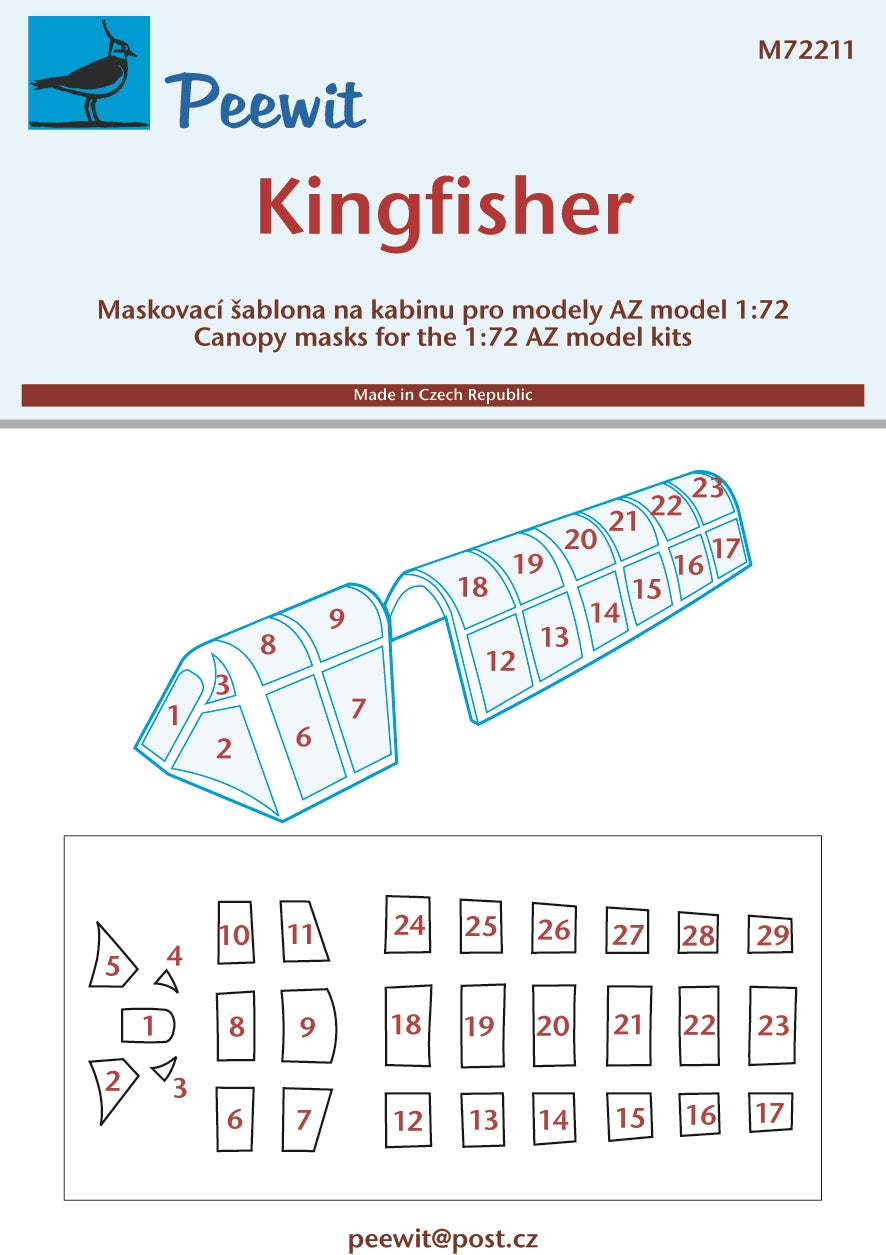 Vought OS2U Kingfisher canopy frame paint mask (designed to be used with AZ model kits)