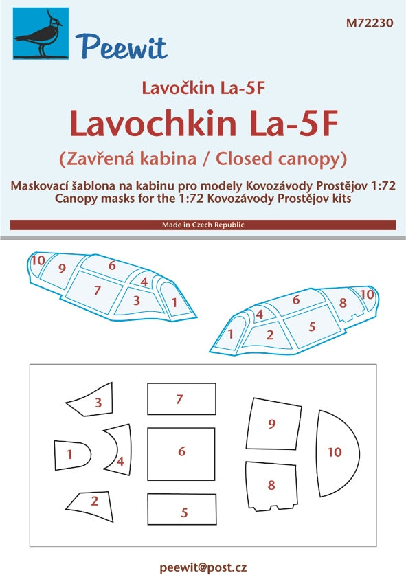 Lavochkin La-5F closed canopy frame paint mask (designed to be used with Kovozavody Prostejov kits)