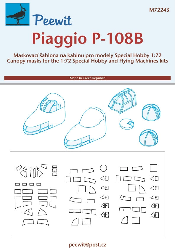 Piaggio P-108B canopy frame paint mask (designed to be used with Flying Machines and Special Hobby kits)