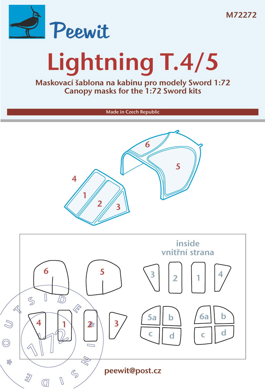 BAC/EE Lightning T.4/T.5 canopy frame paint mask (designed to be used with Sword kits)