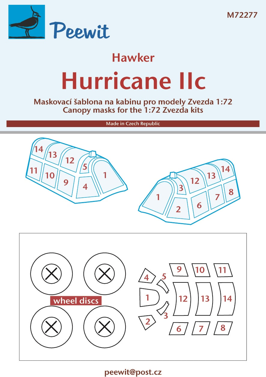 Hawker Hurricane Mk.IIc canopy frame paint mask (designed to be used with Zvezda kits)