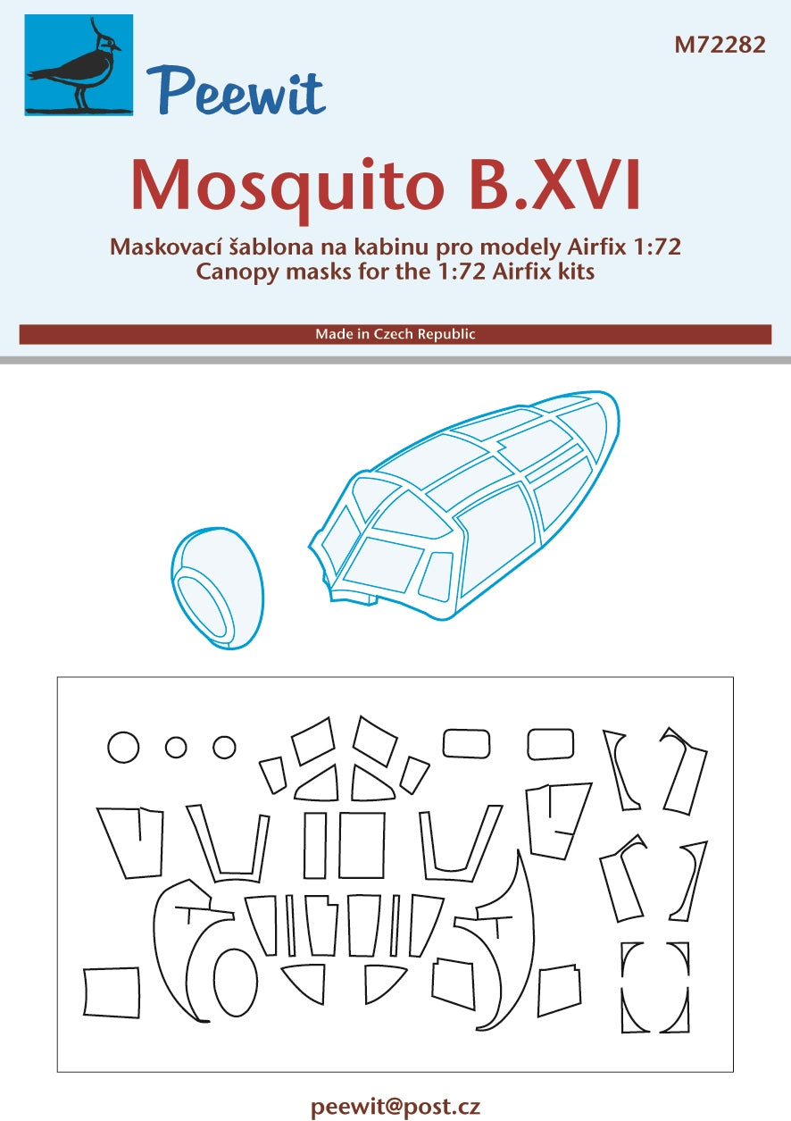 de Havilland Mosquito B.Mk.XVI canopy frame paint mask (designed to be used with Airfix kits)