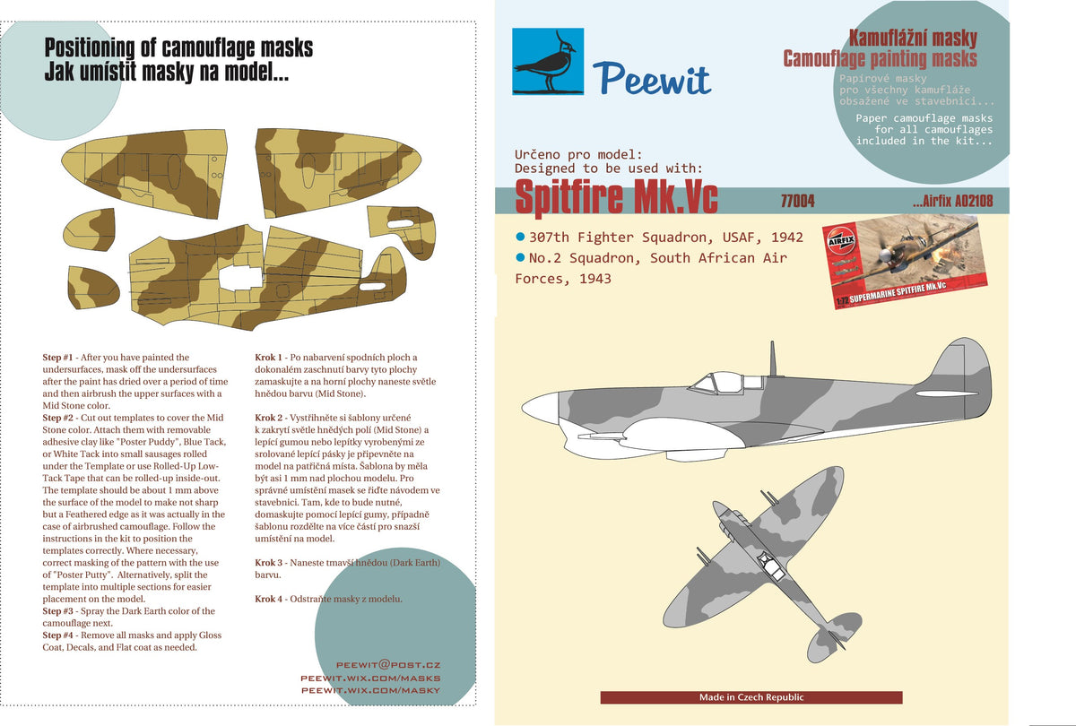 Supermarine Spitfire Mk.Vc Camouflage pattern paint masks (designed to be used with Airfix A02108 kits)