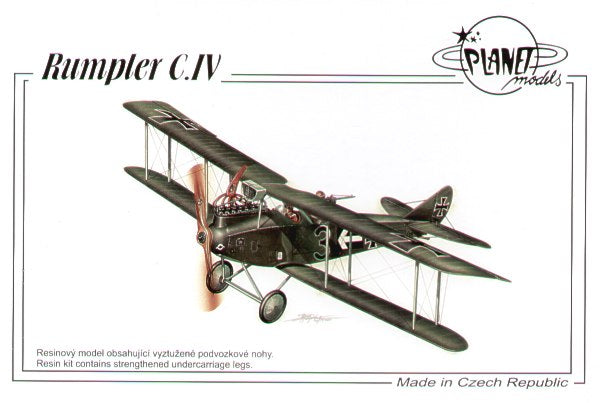 Rumpler C.IV. Full resin kit of WWI German reconnaissance and bomber aircraft. The kit contains resin parts and decals for two Imperial German Air Force aircraft.