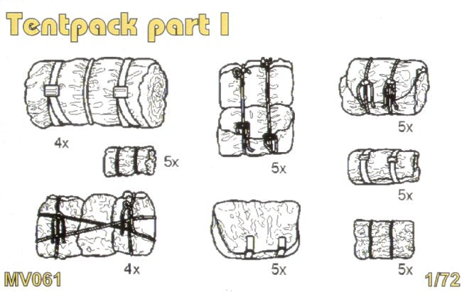 Tentpack part I set contains detailed Tentpack x 37 pcs.