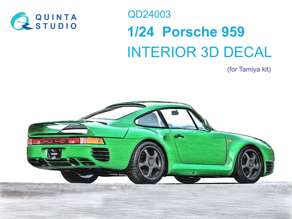 Porsche 959 3D-Printed coloured Interior on decal paper (designed to be used with Tamiya kits)