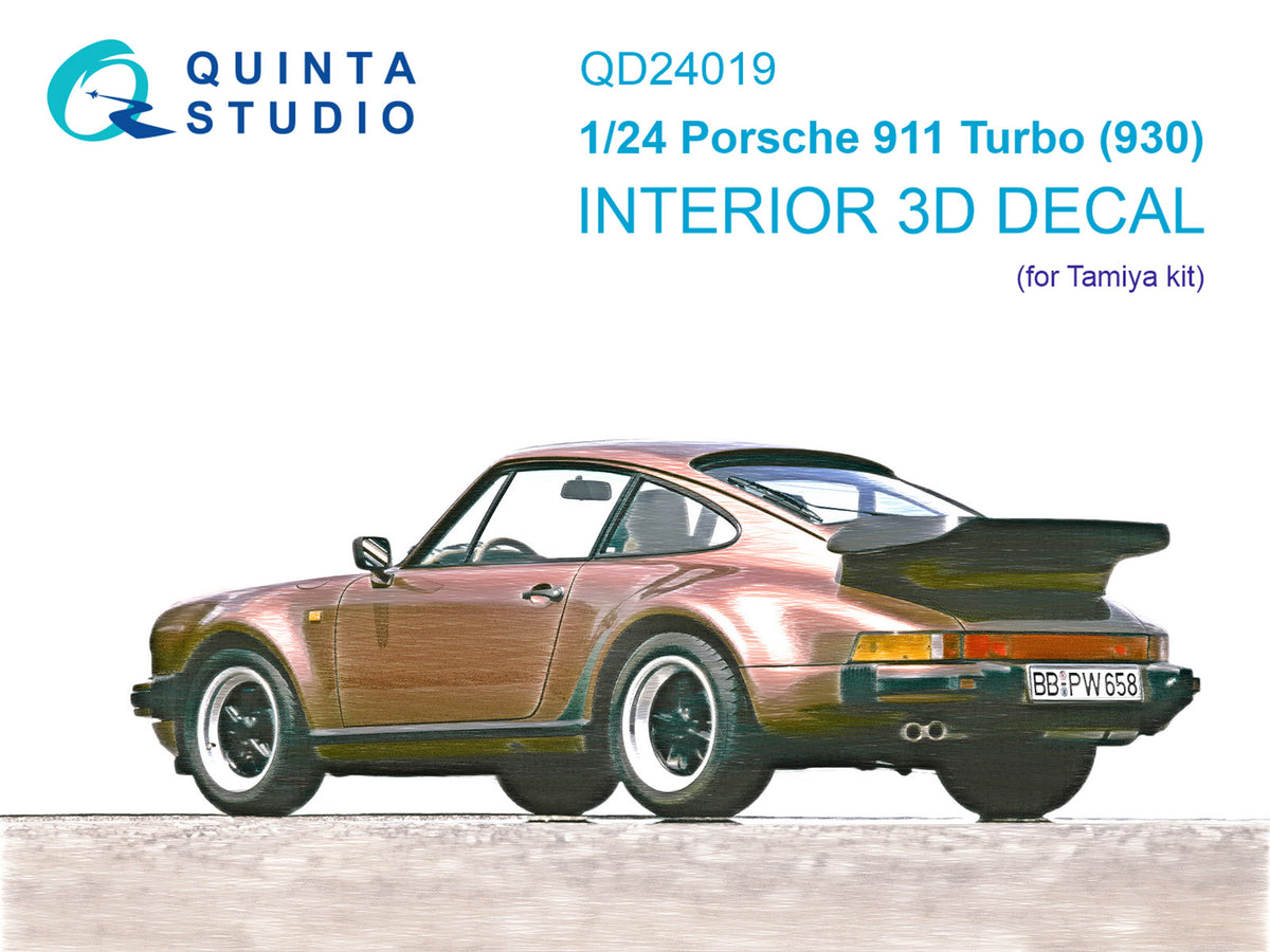 Porsche 911 Turbo (930) 3D-Printed coloured Interior on decal paper (designed to be used with Tamiya kits)