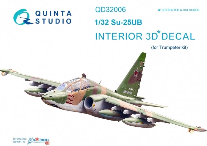 Sukhoi Su-25UB 3D-Printed coloured Interior on decal paper (designed to be used with Trumpeter kits)