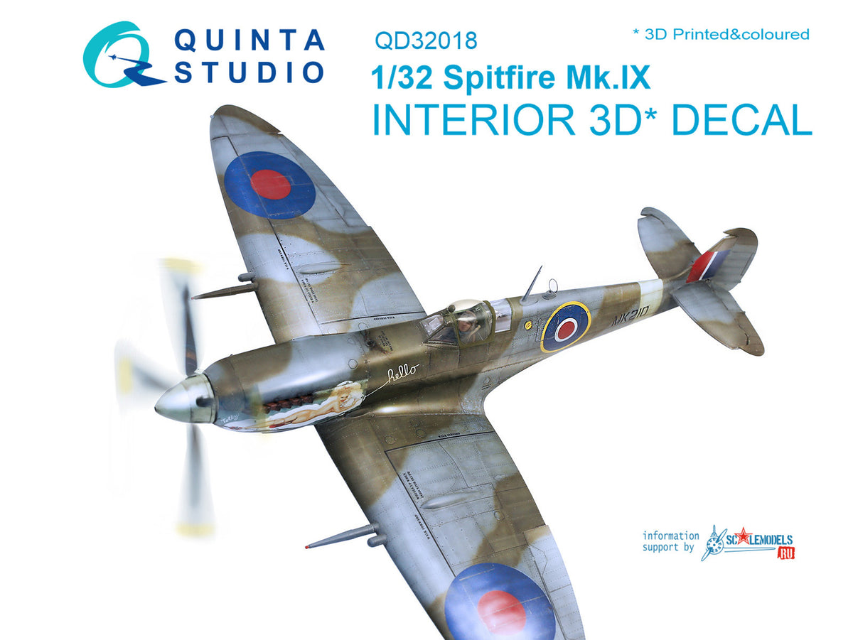 Supermarine Spitfire Mk.IXC 3D-Printed coloured Interior on decal paper (designed to be used with Tamiya kits)