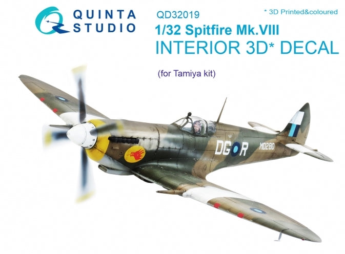 Supermarine Spitfire Mk.VIII 3D-Printed coloured Interior on decal paper (designed to be used with Tamiya kits)