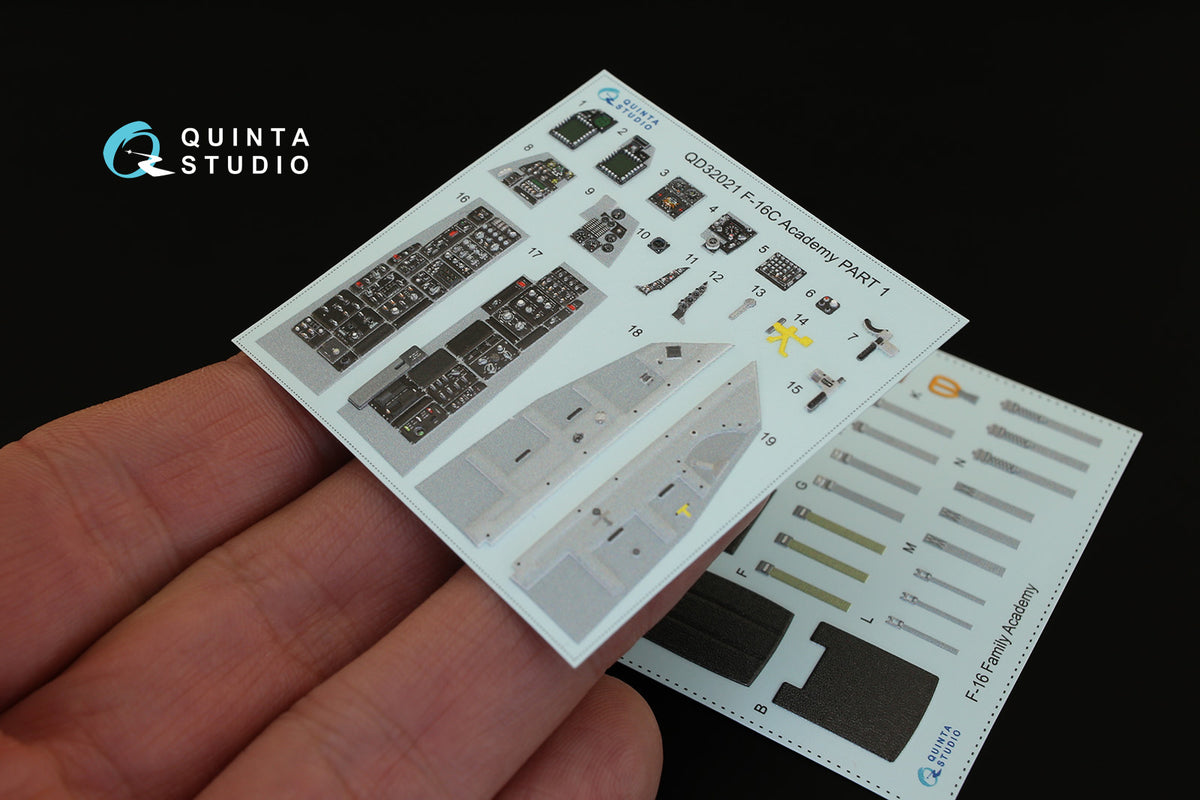 Lockheed-Martin F-16C 3D-Printed coloured Interior on decal paper (designed to be used with Academy kits)