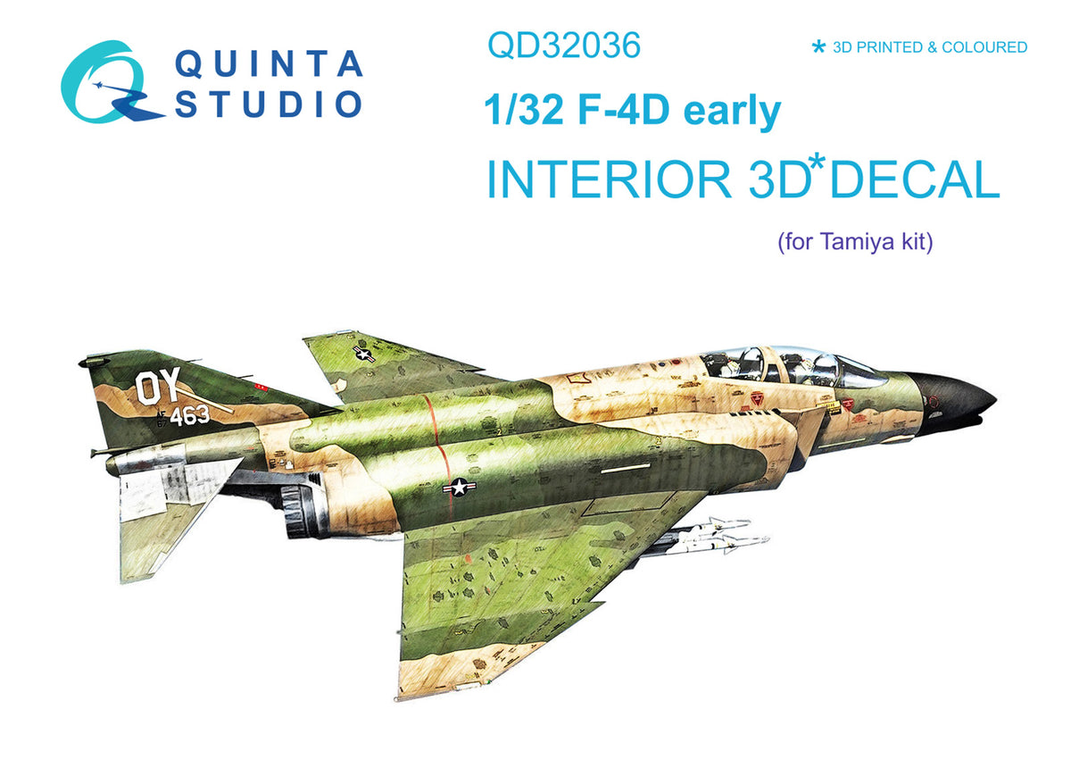 McDonnell F-4D Phantom 3D-Printed coloured Interior on decal paper (designed to be used with Tamiya kits)