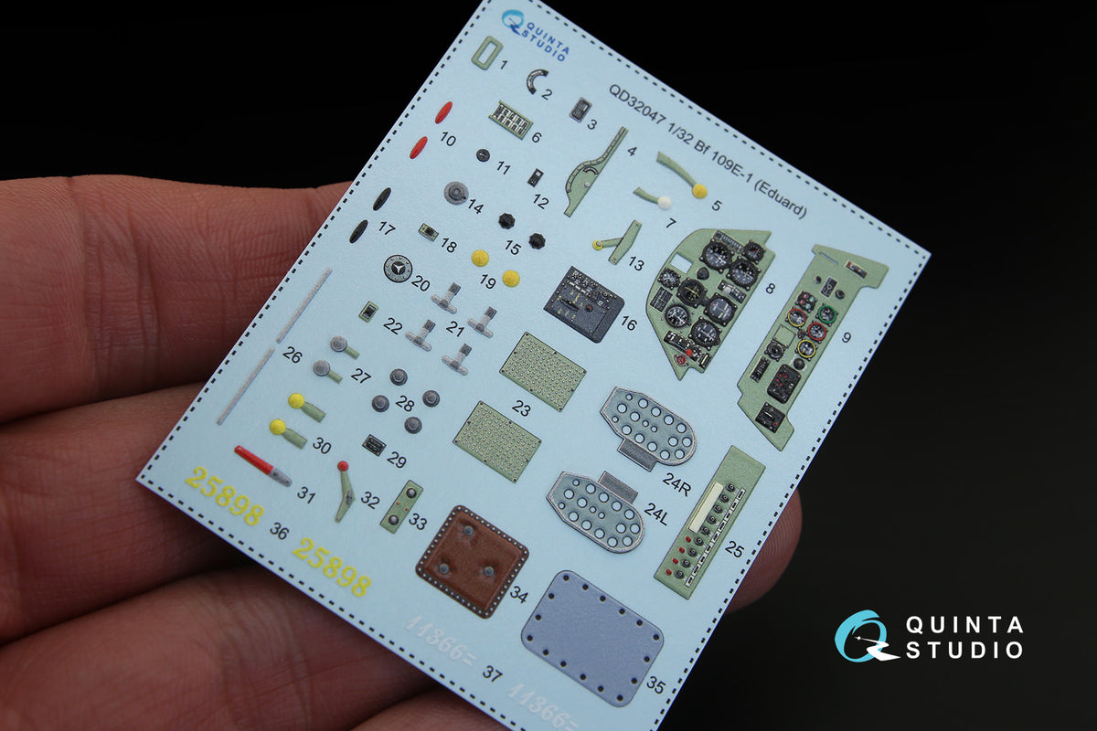 Messerschmitt Bf-109E-1 3D-Printed coloured Interior on decal paper (designed to be used with Eduard kits)