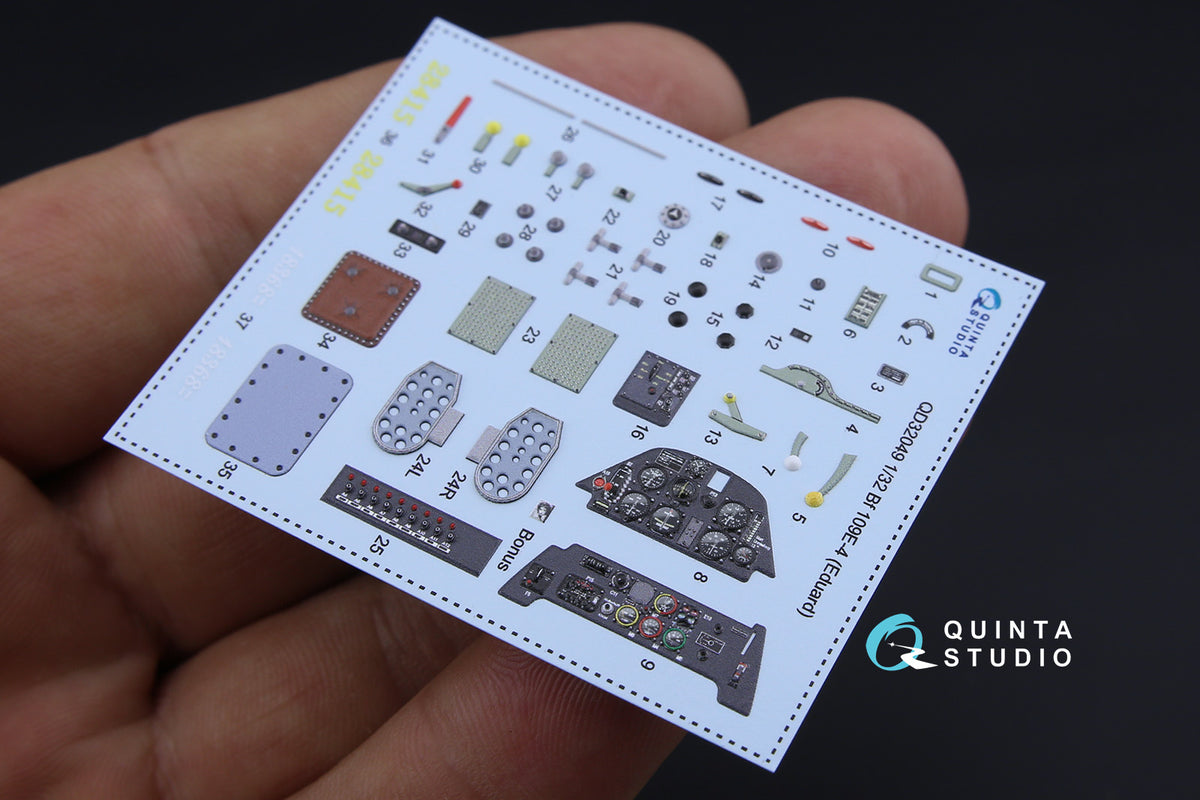 Messerschmitt Bf-109E-4 3D-Printed coloured Interior on decal paper (designed to be used with Eduard kits)
