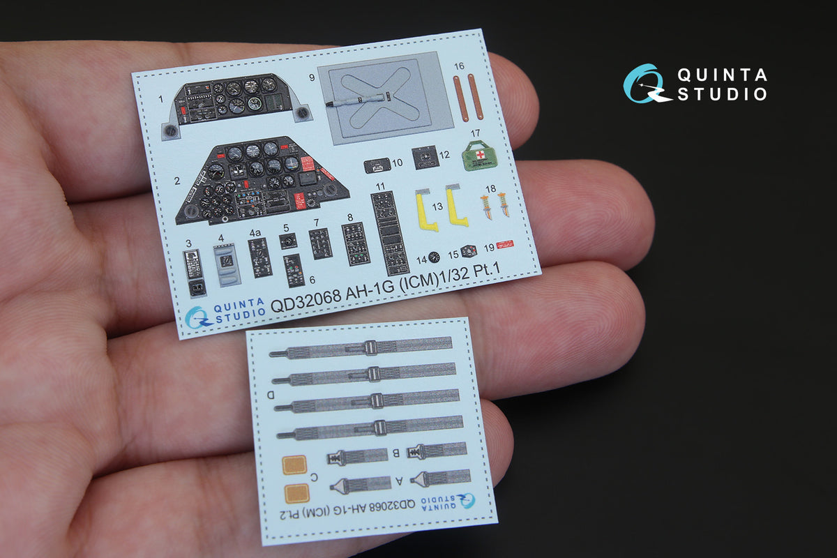 Bell AH-1G Cobra 3D-Printed coloured Interior on decal paper (designed to be used with ICM UA UK and Revell kits)