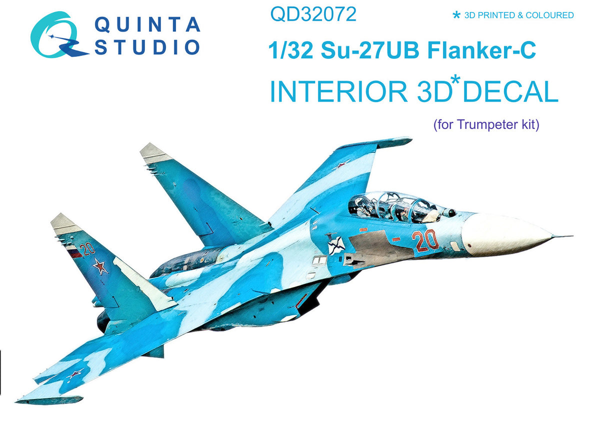 Sukhoi Su-27UB 3D-Printed coloured Interior on decal paper (designed to be used with Trumpeter kits)