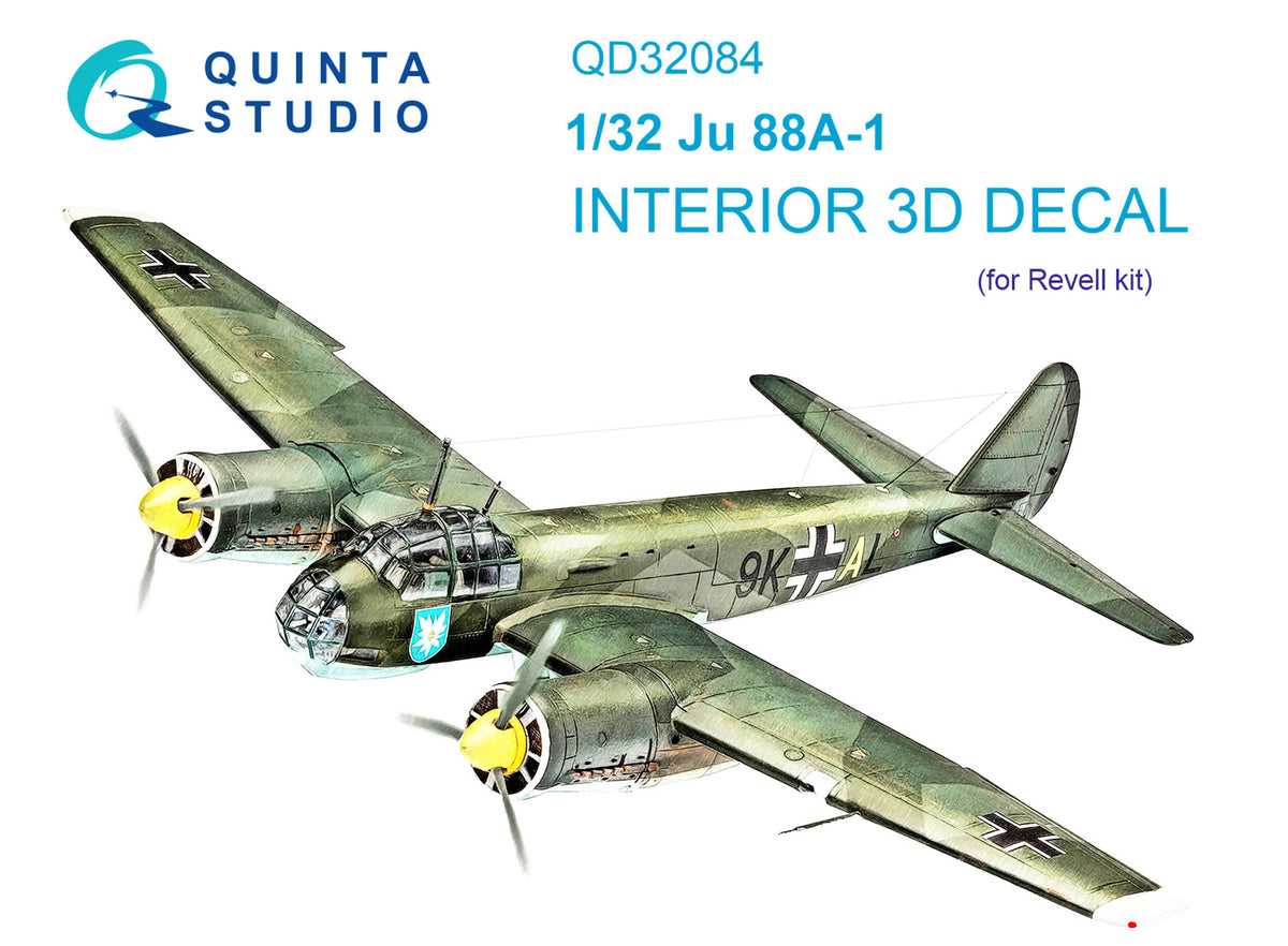 Junkers Ju-88A-1 3D-Printed coloured Interior on decal paper (designed to be used with Revell kits)