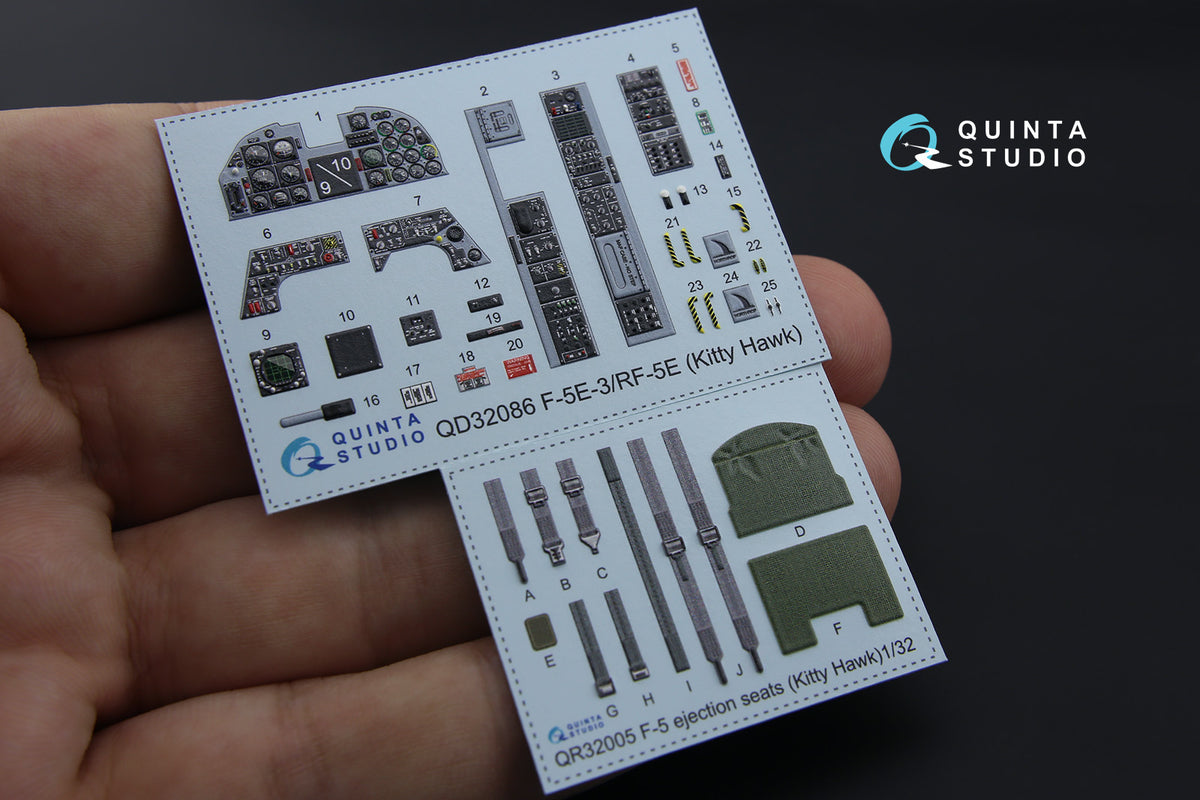 Northrop F-5E-3/RF-5E 3D-Printed coloured Interior on decal paper (designed to be used with Kitty Hawk Models Models and Zimi Model kits)