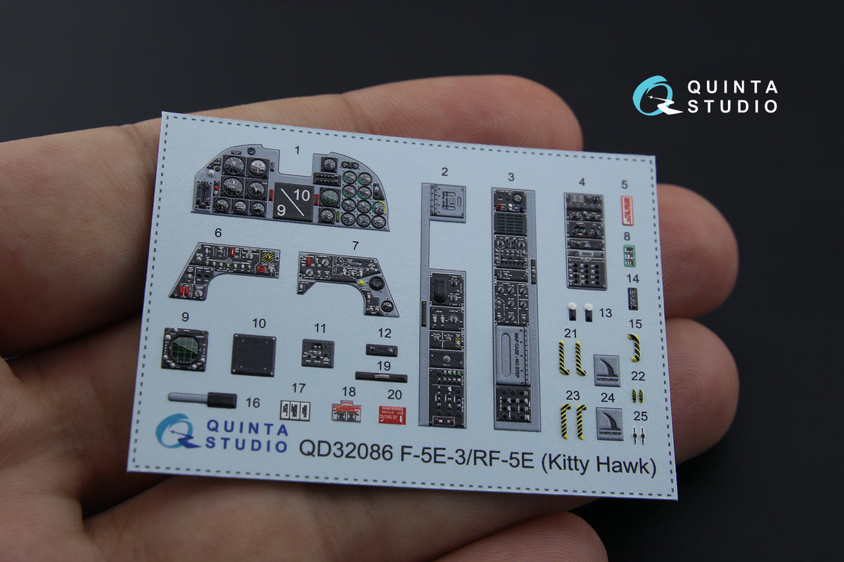 Northrop F-5E-3/RF-5E 3D-Printed coloured Interior on decal paper (designed to be used with Kitty Hawk Models Models and Zimi Model kits)