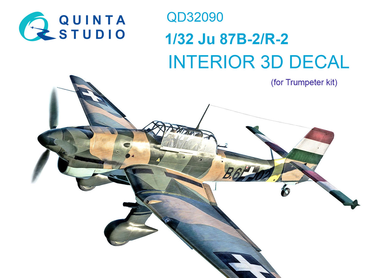 Junkers Ju-87B-2/R-2 'Stuka' 3D-Printed coloured Interior on decal paper (designed to be used with Trumpeter kits)